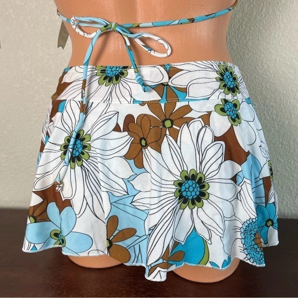 NWT Blue Floral 3 Piece Bikini Set